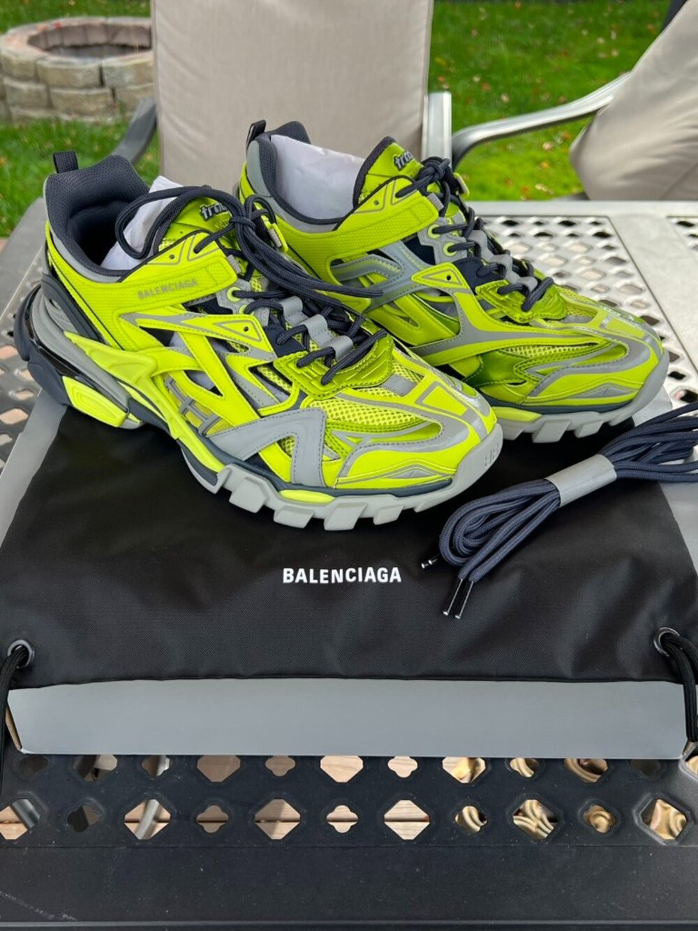 Balenciaga Men’s Track 2 Metallic Caged Trainer Sneakers Size 11E